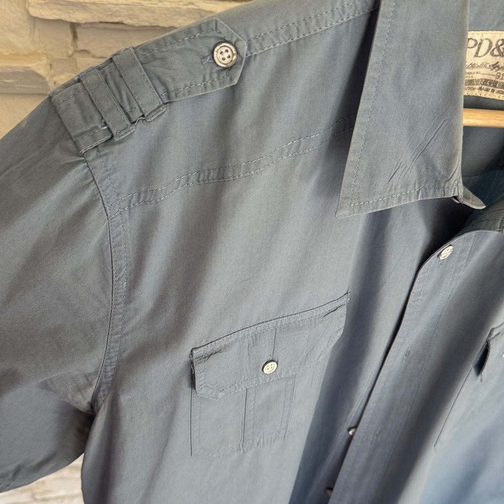 PD&C Men's Casual Gray Button Down Shirt - Picture 4 of 5